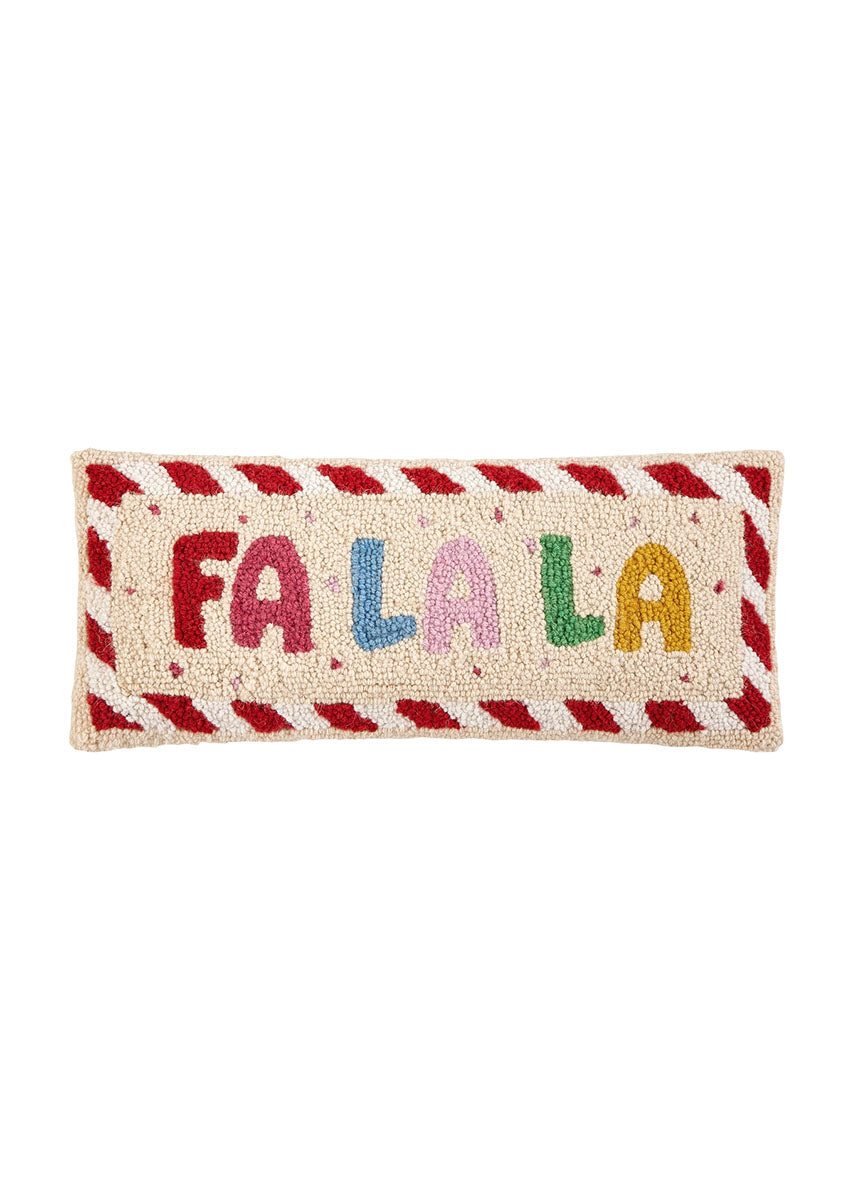 Fa La La Candy Cane Hook Pillow