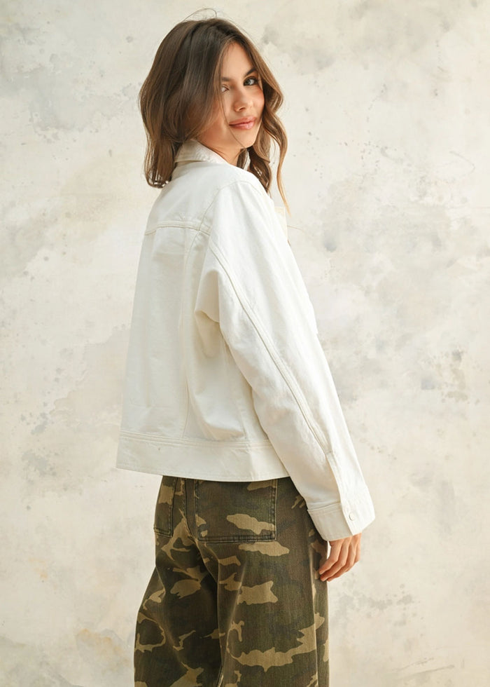 Brody Washed Cotton Jacket - White