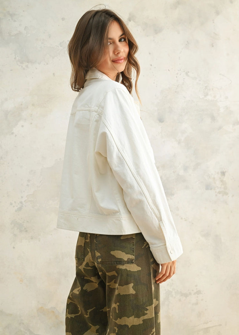 Brody Washed Cotton Jacket - White