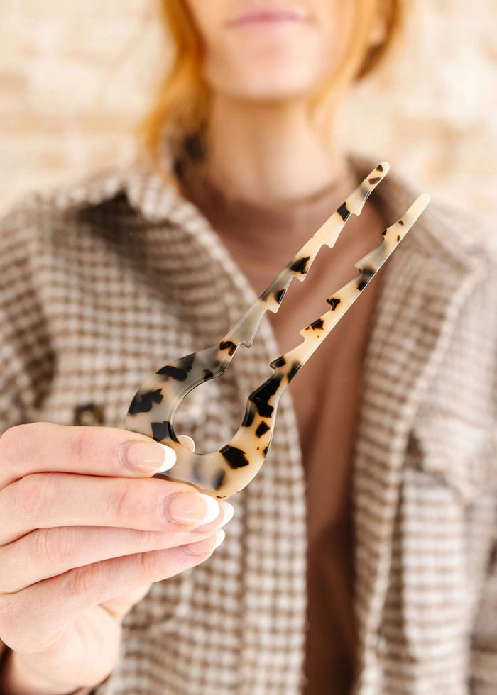 U-Shaped Fork Hair Pin - Tortoise