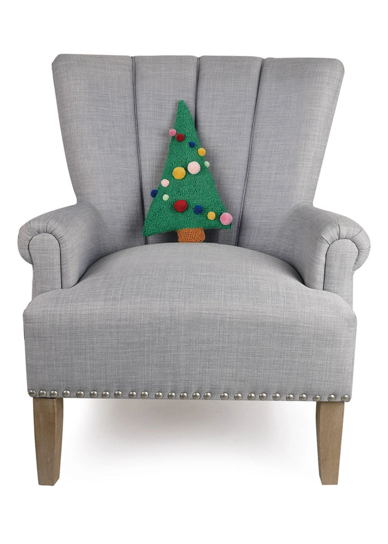 Christmas Tree & Poms Hook Pillow