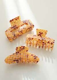 Golden Checkerboard Large Claw Clip