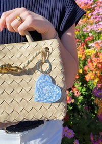 Paisley Heart Bag Charm Keychain - Blue