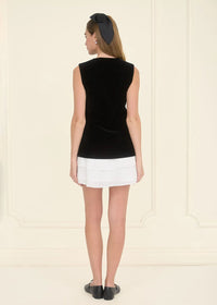 Billy Velvet Mini Dress - Black & Ivory