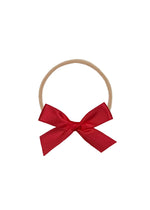 Small Satin Bow Headband - Ruby