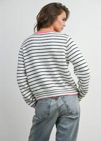 Sailor Stripe Cardigan - Ivory & Pink