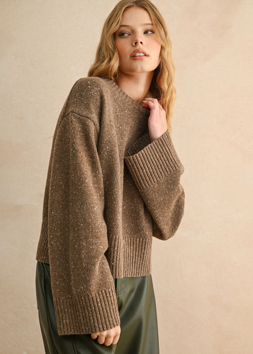 Maxine Speckled Sweater - Brown