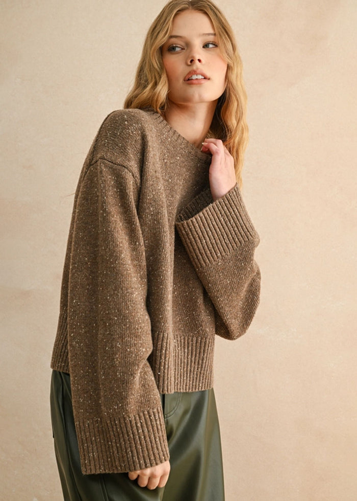 Maxine Speckled Sweater - Brown