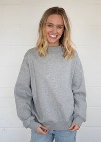 Marjorie Fleece Wide Neck Sweatshirt - Heather Grey
