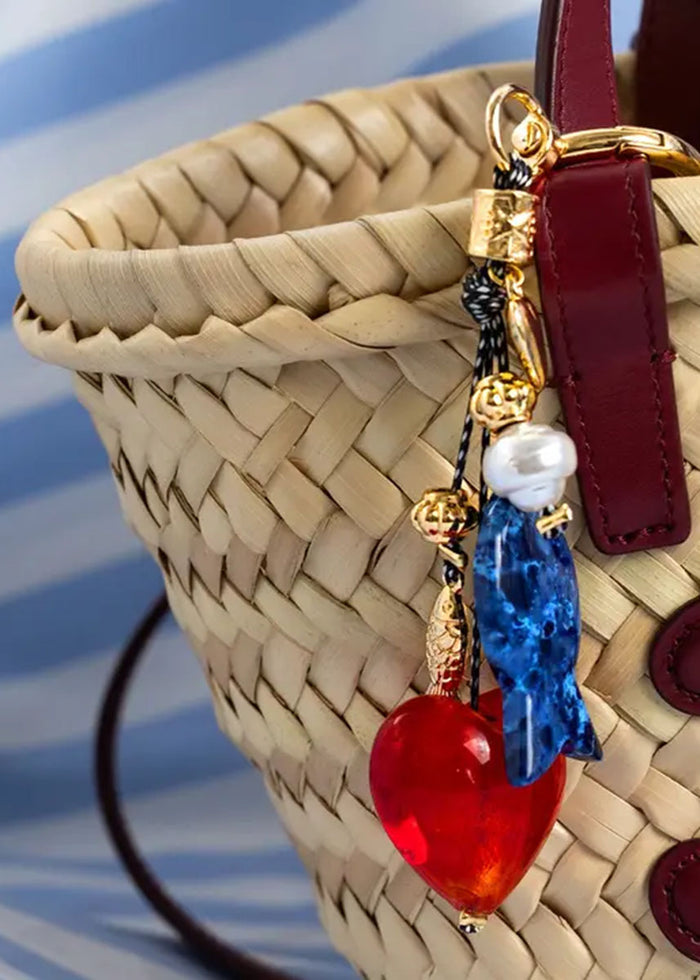 Love Heart Marbled Fish Dangle Bag Charm