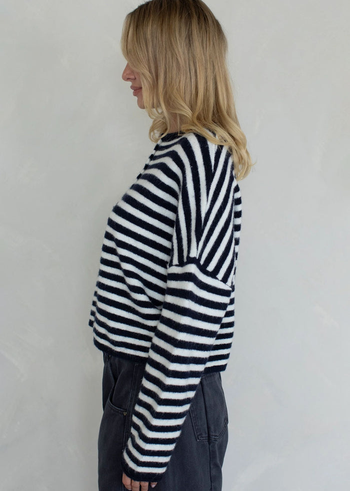 Piper Striped Cardigan - Ivory & Navy