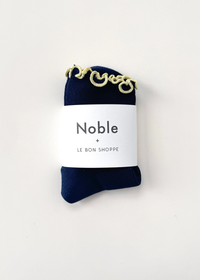 Petite Ruffled Modal Socks - Navy & Butter