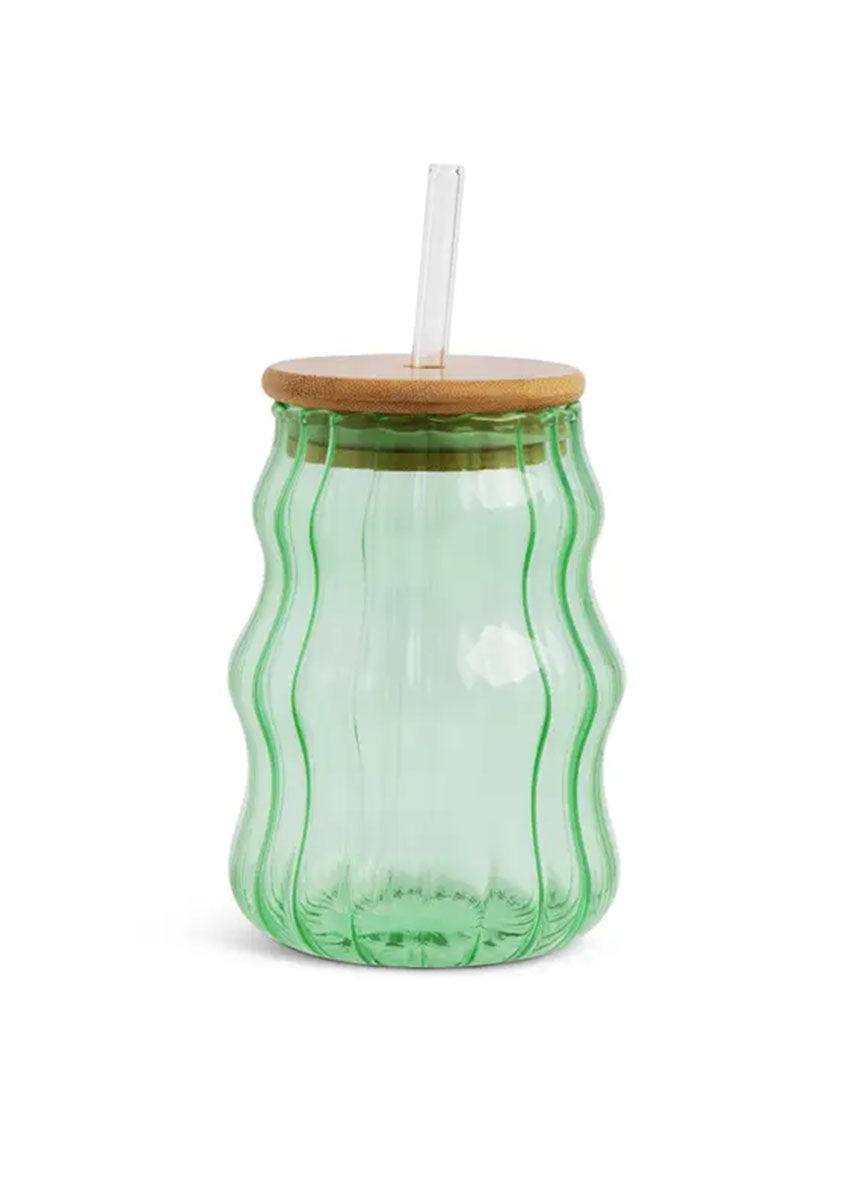 Squiggle Tumbler + Lid & Straw - Green