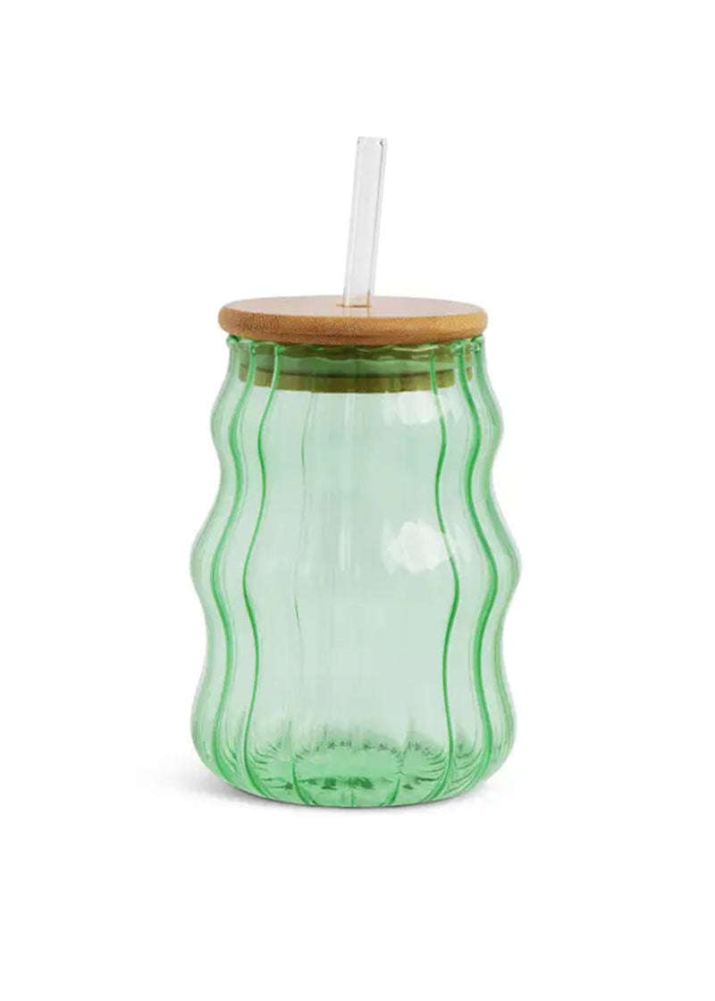 Squiggle Tumbler + Lid & Straw - Green