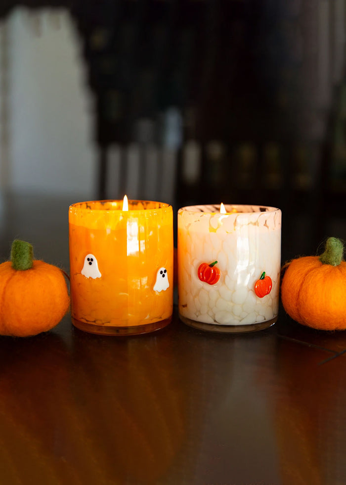 Candy Corn Ghost Icon Candle