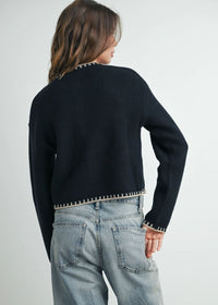 Cordelia Contrast Edge Cardigan - Black Taupe