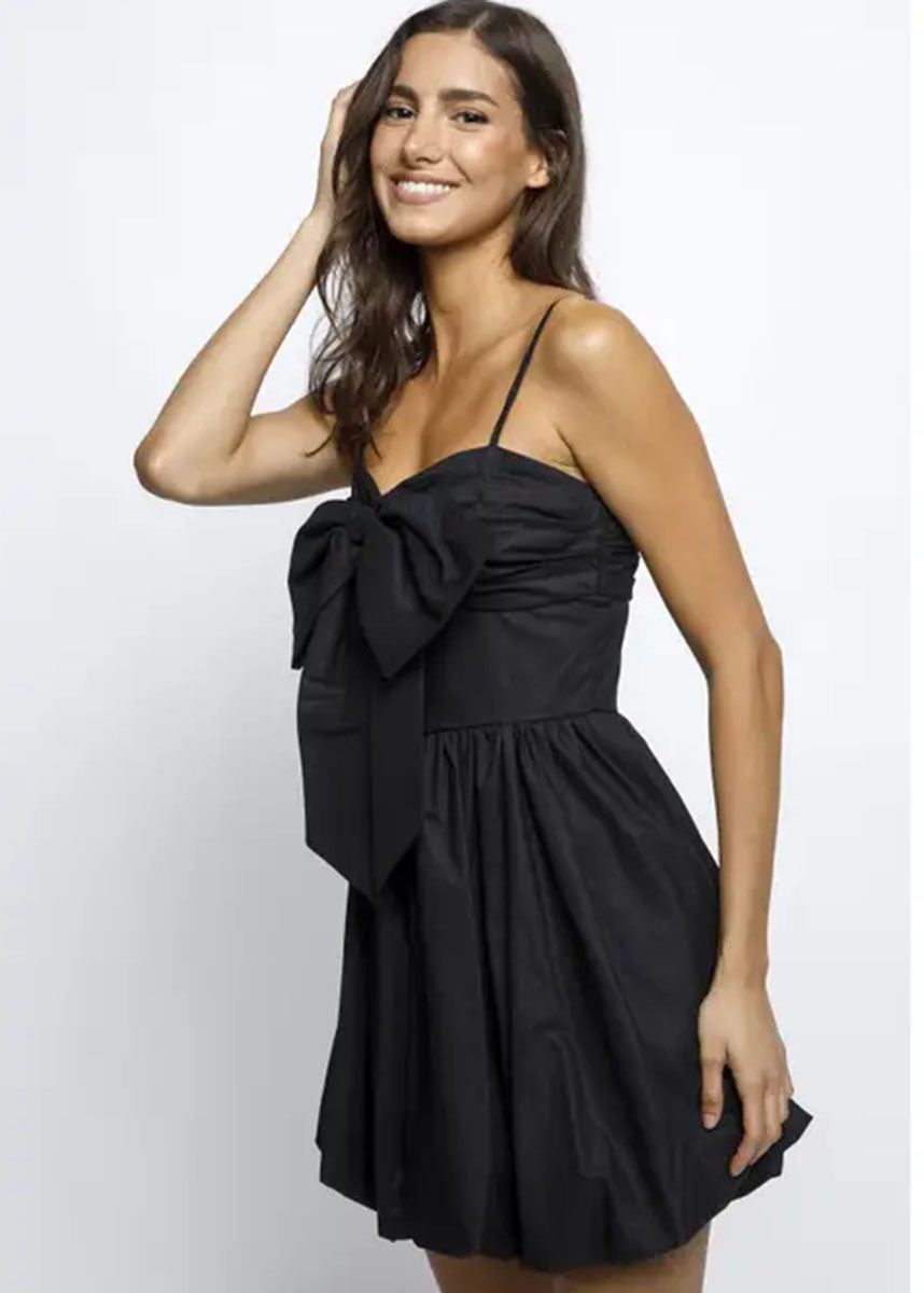 Callista Bubble Bow Mini Dress - Black