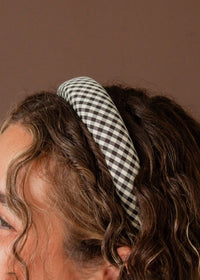 White & Black Checked Headband