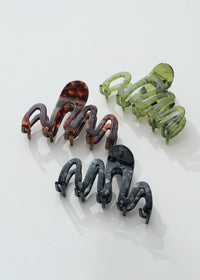 Willow Squiggle Claw Clip - Deep Tortoise