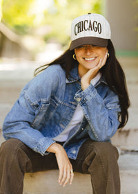 Chicago Puff Pinstripe Baseball Cap - Chocolate