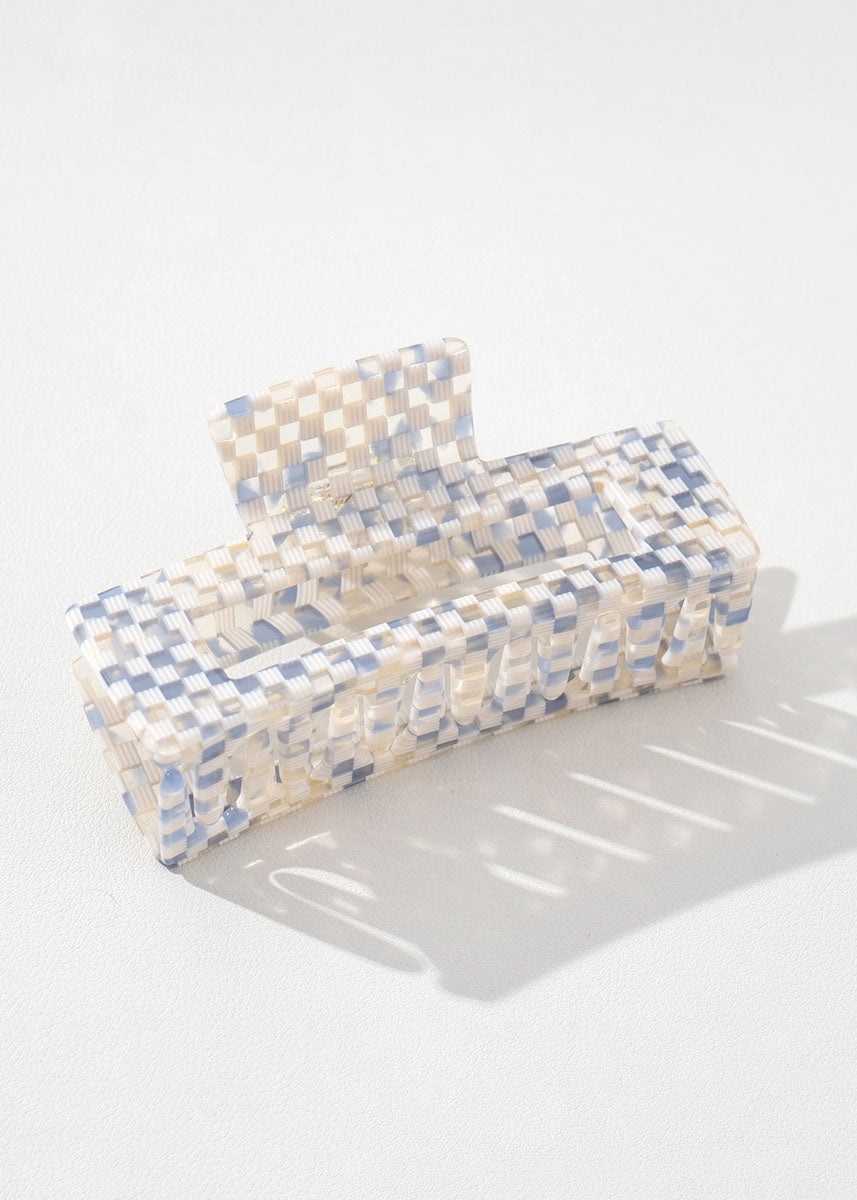 Blue Sand Check Large Claw Clip