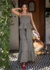 Helen Gingham Tiered Skirt - Black