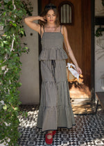 Helen Gingham Tiered Skirt - Black