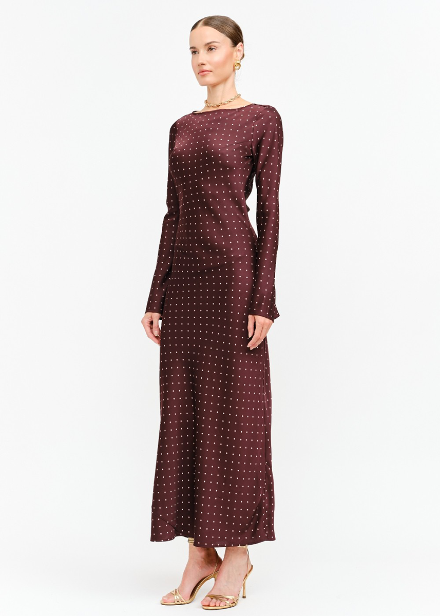 Georgie Polka Dot Dress - Burgundy