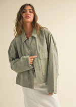 Brody Washed Cotton Jacket - Sage