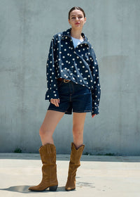 Abby Polka Dot Zip Up Jacket - Navy