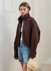 Domino Polka Dot Pullover Jacket - Brown