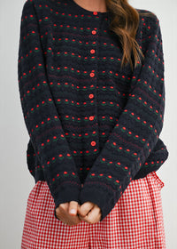 Vera Floral Cardigan - Navy & Red