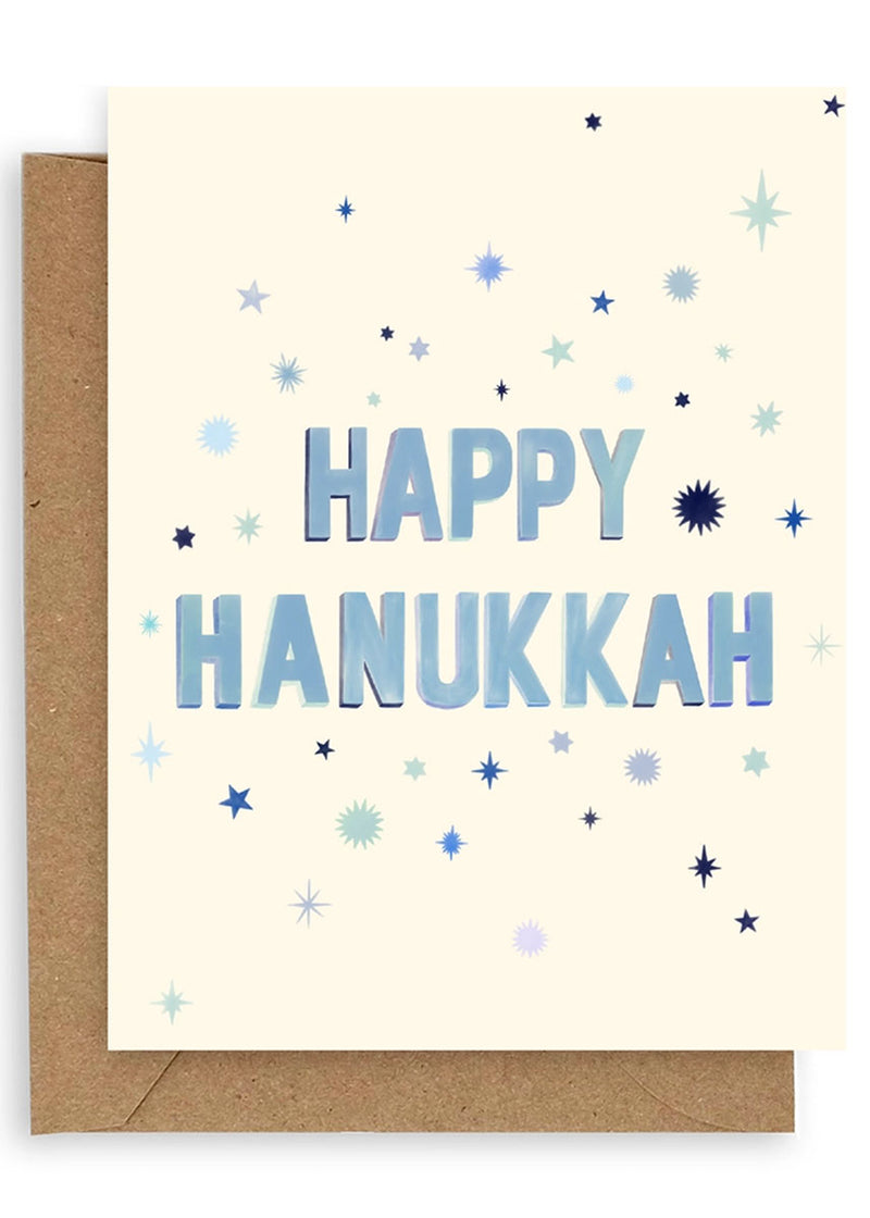 Blue Stars Happy Hanukkah Card