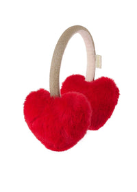 Fluffy Love Heart Earmuffs - Red