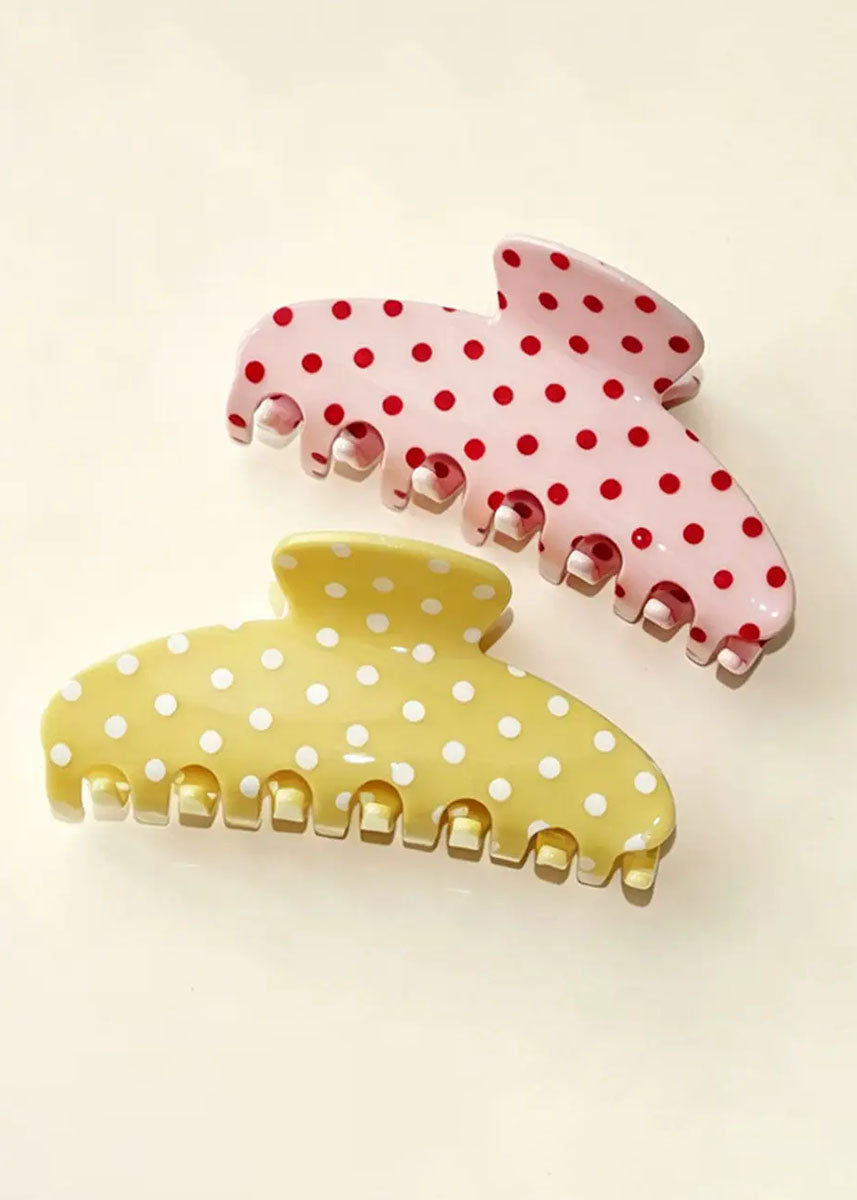 Sweet Polka Dot Hair Claw - Pink