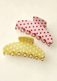 Sweet Polka Dot Hair Claw - Pink
