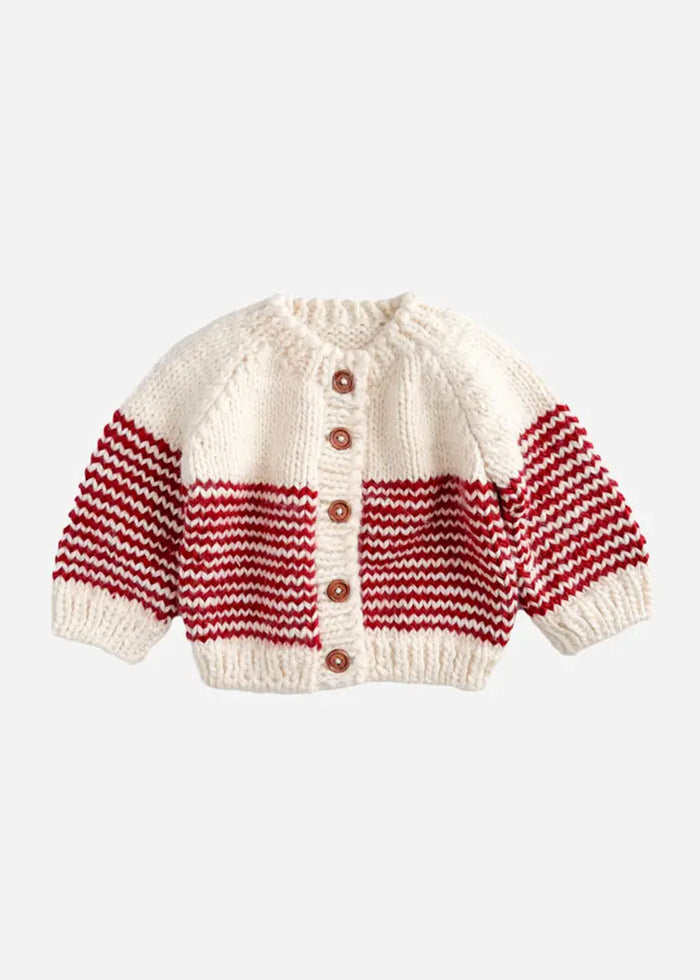 Stripe Cardigan - Candy Cane Red