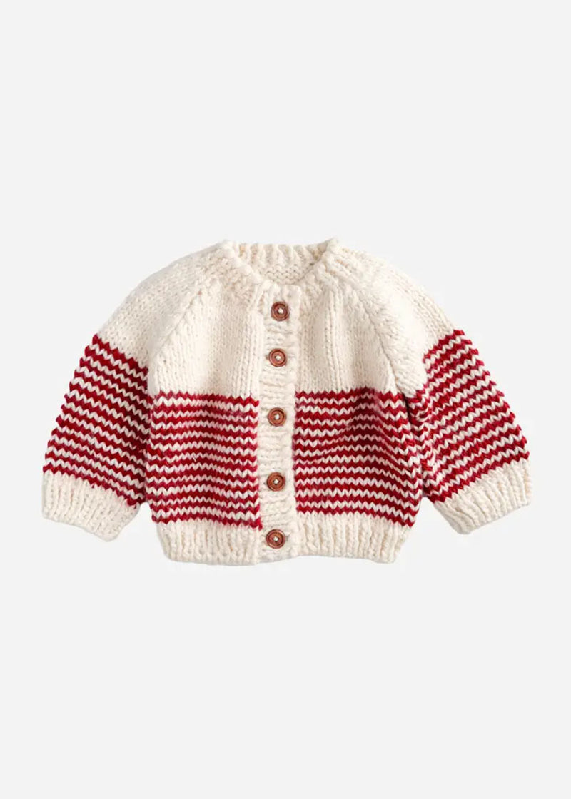 Stripe Cardigan - Candy Cane Red