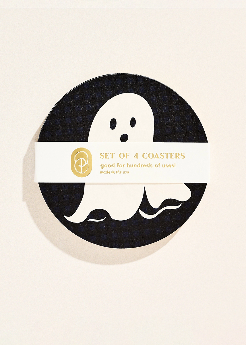 Spooky Ghost Halloween Coasters - Set of 4