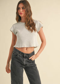 Mel Waffle Top - Melange Grey