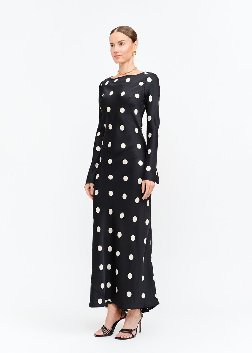 Georgie Polka Dot Dress - Black