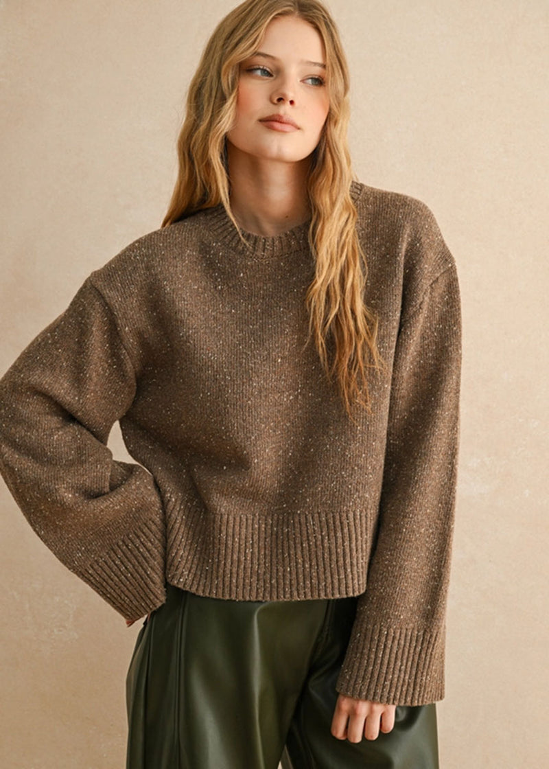 Maxine Speckled Sweater - Brown