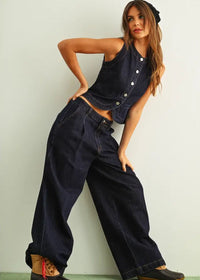 Padma Wide Leg Denim Pants - Indigo