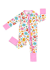 Breakfast Whimsy Bamboo Zipper Romper