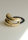 Wide Sculptured Metal Cuff Hair Tie - Gold