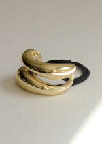 Wide Sculptured Metal Cuff Hair Tie - Gold