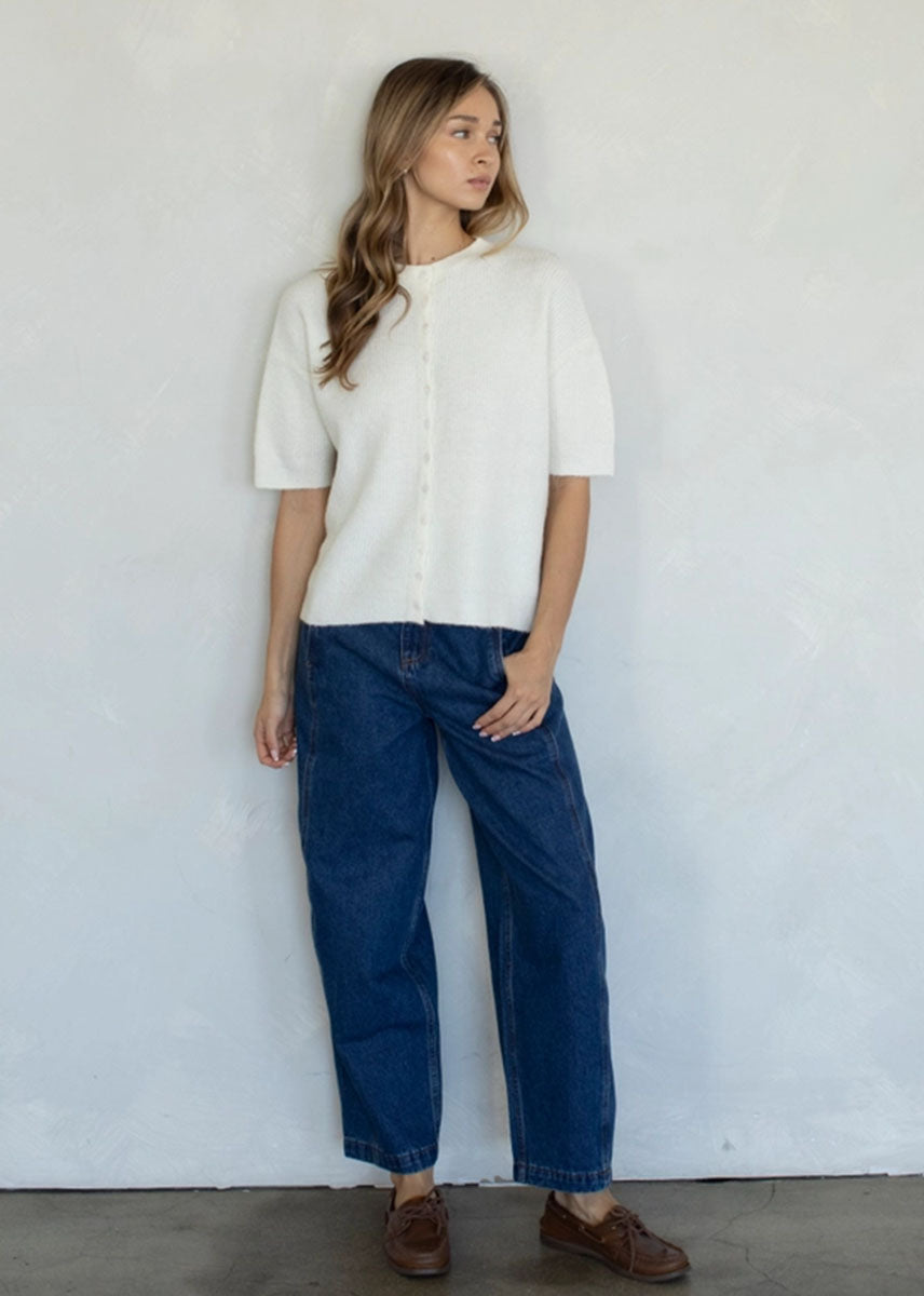 Cherie Ribbed Cardigan - Ivory