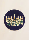 Hanukkah Floral Menorah Coasters - Set of 4