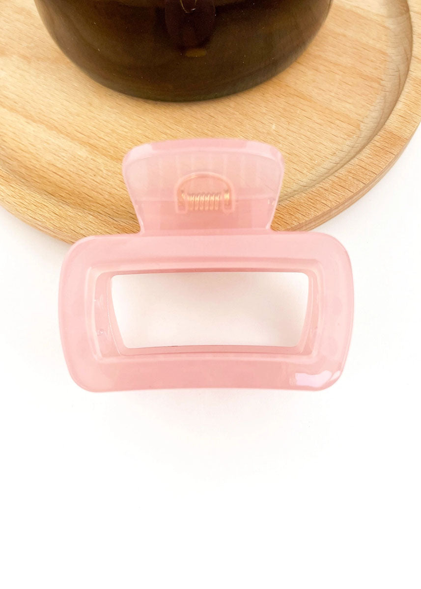 Mini Square Jelly Claw Clip - Pink