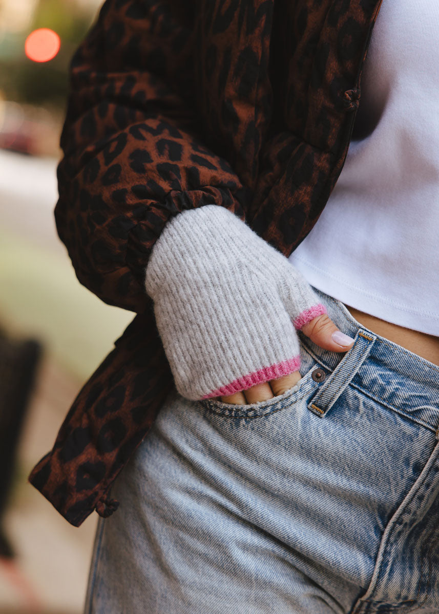 MAD HTR Wrist Warmers - Heather Grey & Pink